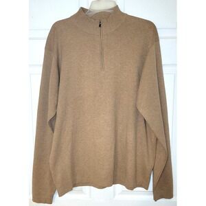Peter Millar Crown Sport Mens XL Beige 1/4 Zip Pullover Sweater Office Casual
